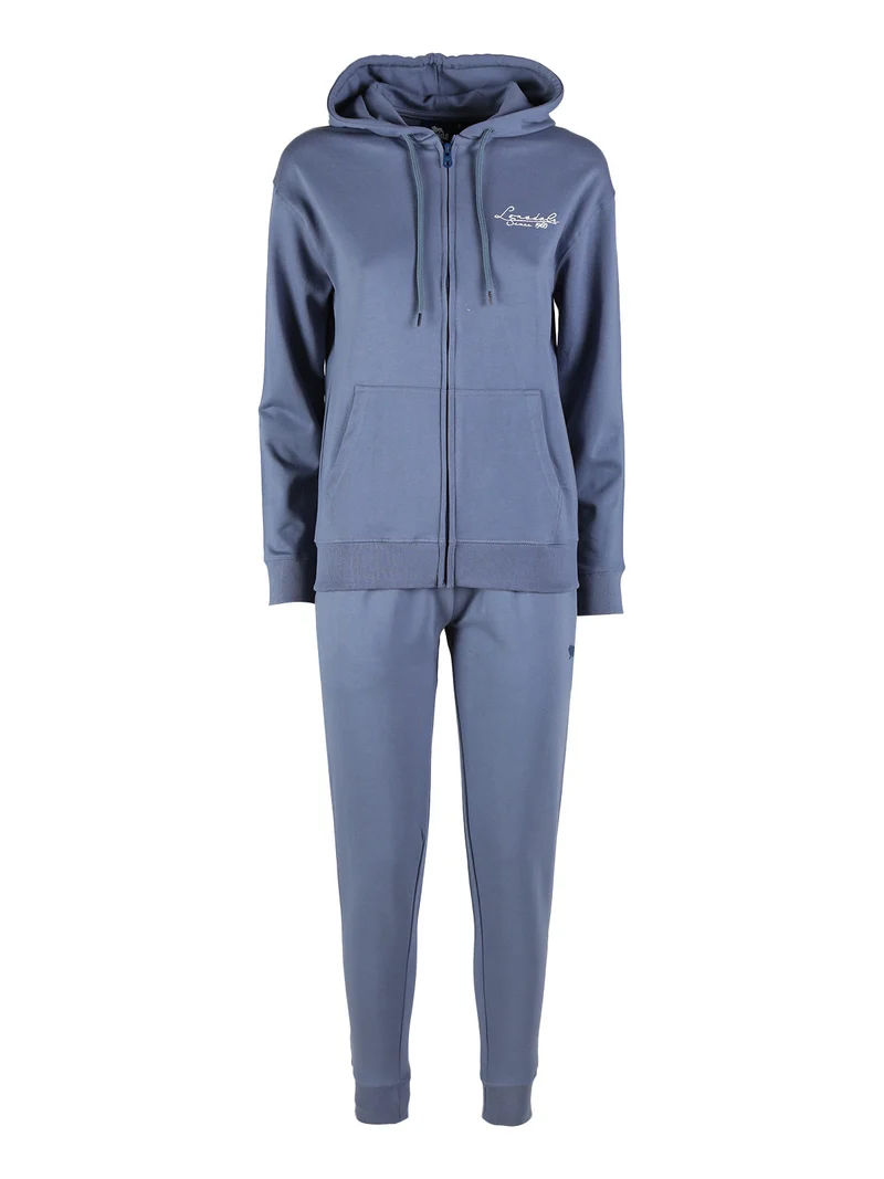 Completo tuta da donna 2 pezzi con cappuccio e zip - cielo