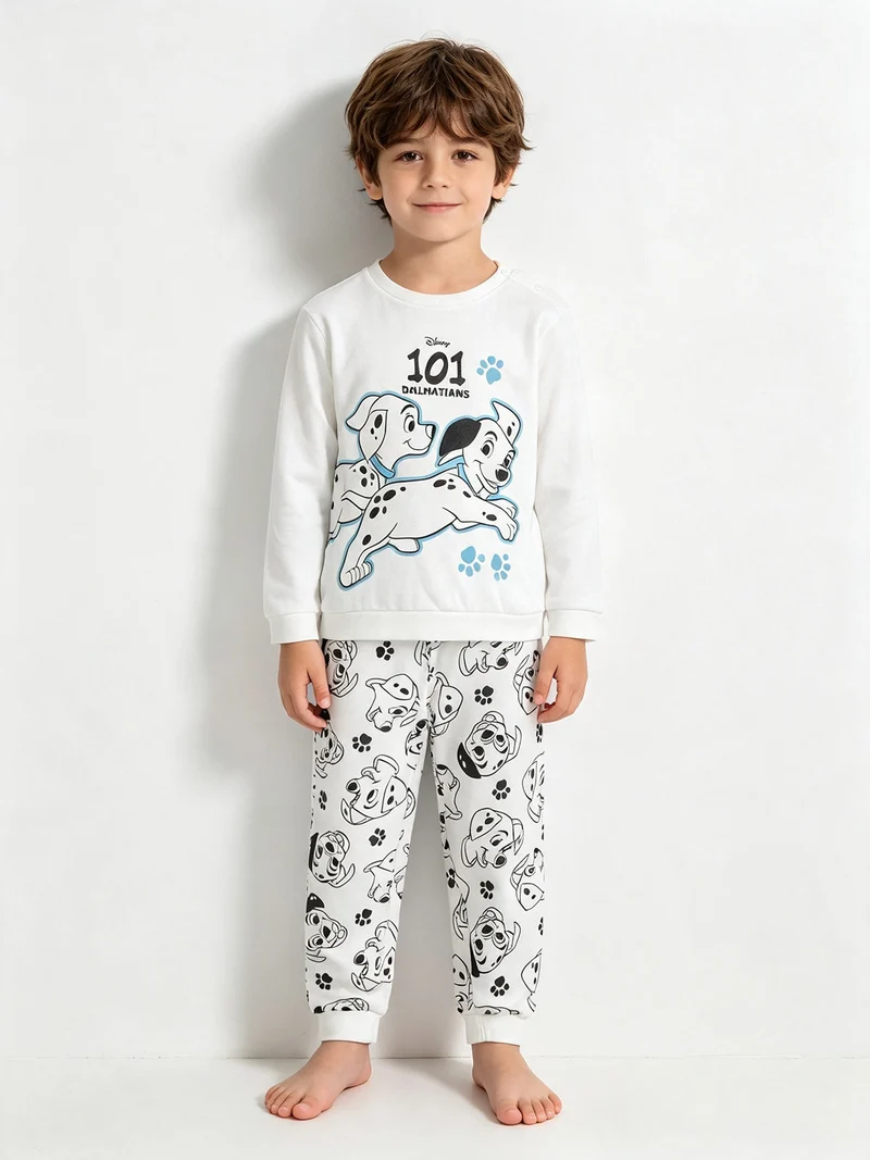 Pigiama lungo da neonato in cotone interlock - bianco