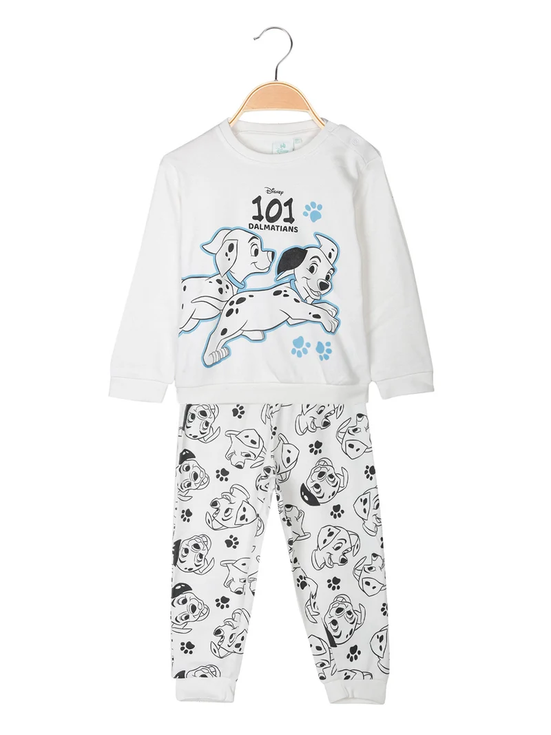 Pigiama lungo da neonato in cotone interlock - bianco