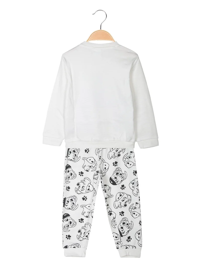 Pigiama lungo da neonato in cotone interlock - bianco