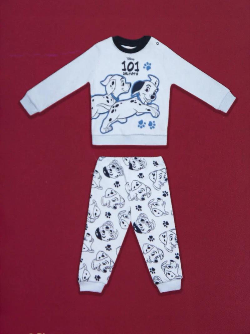 Pigiama lungo da neonato in cotone interlock - bianco