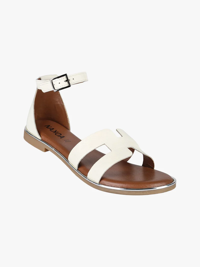 Sandali bassi in pelle da donna con tallone chiuso - bianco