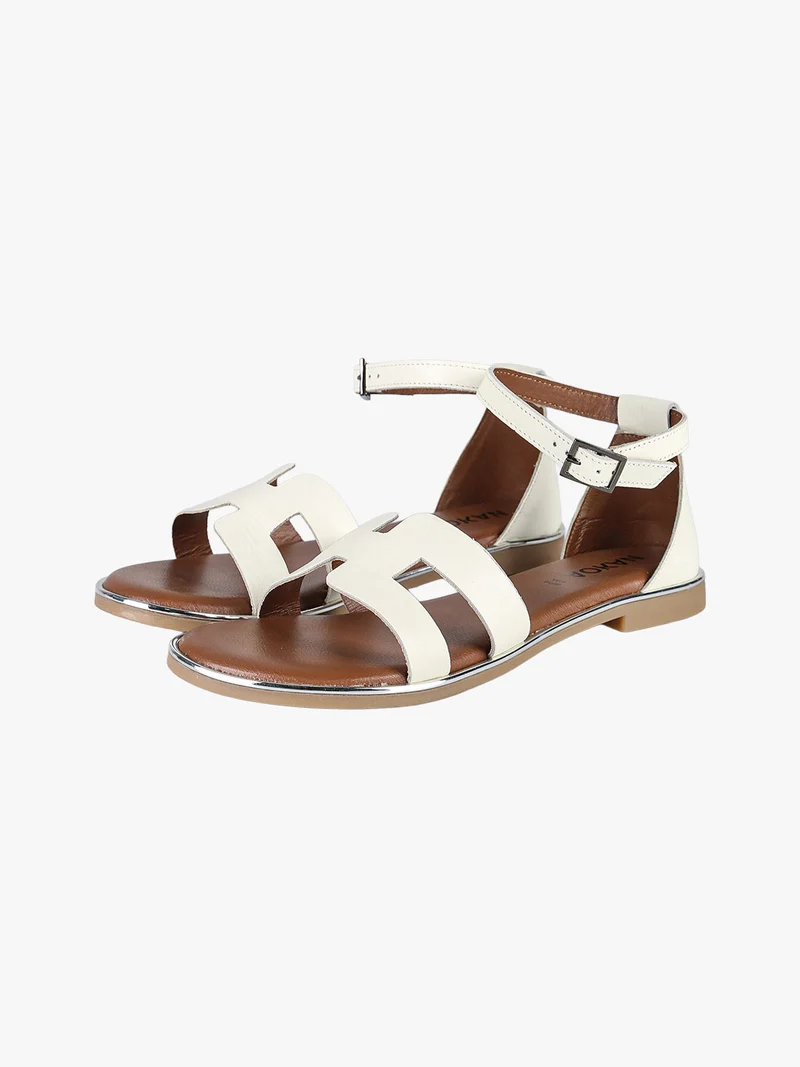 Sandali bassi in pelle da donna con tallone chiuso - bianco