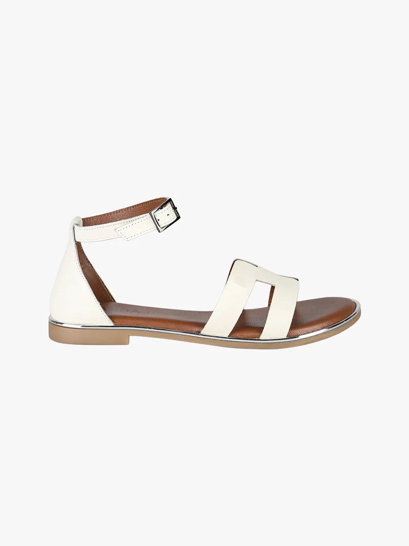 Sandali bassi in pelle da donna con tallone chiuso - bianco