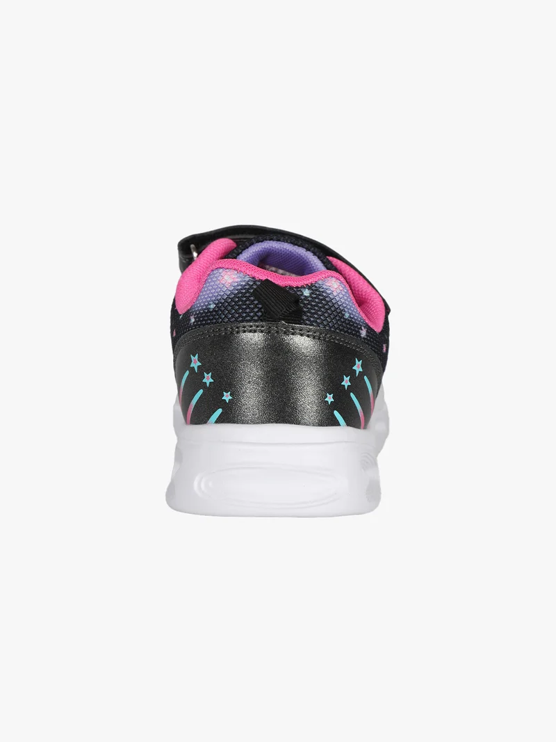 Sneakers da ragazza con chiusura a strappo e luci - nero