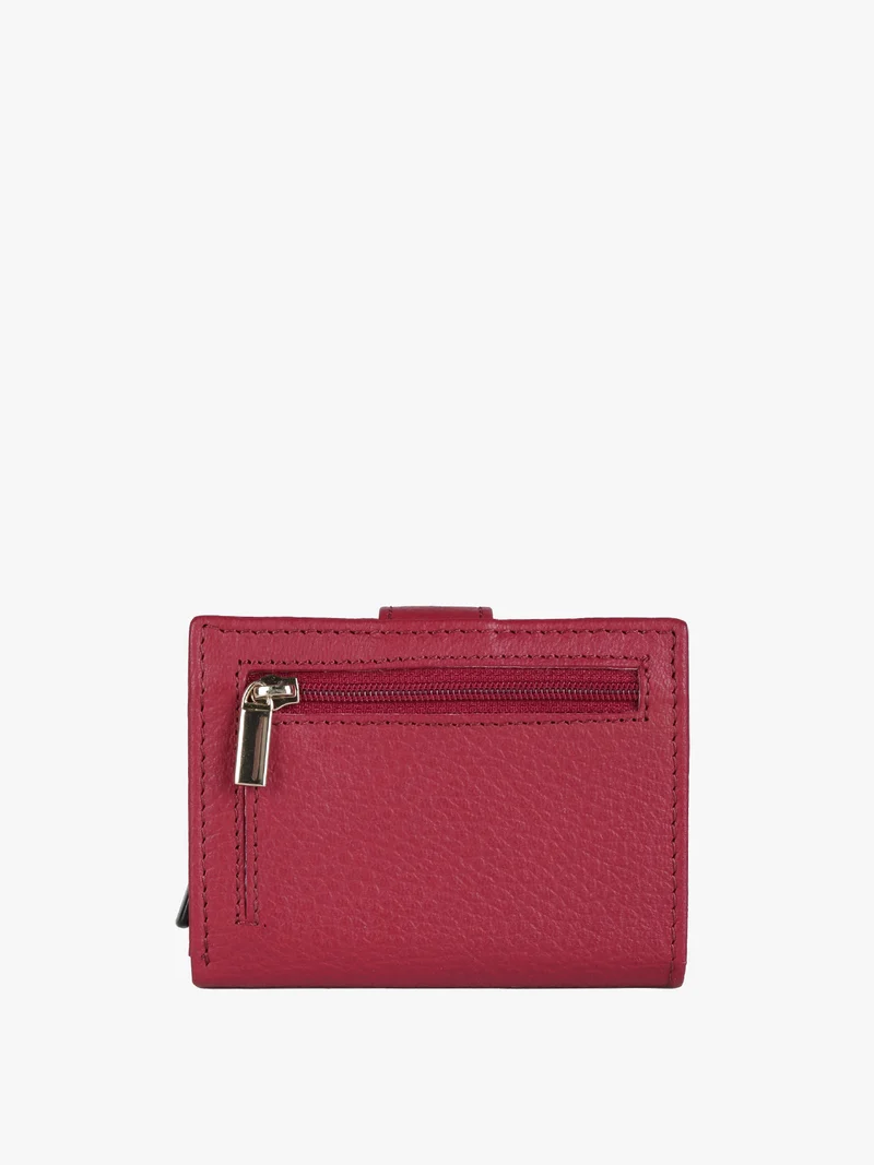 Portatessere da donna in pelle con clip - rosso