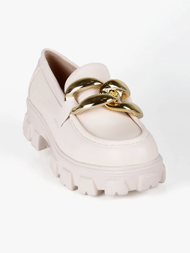 Mocassini donna con tacco platform - beige