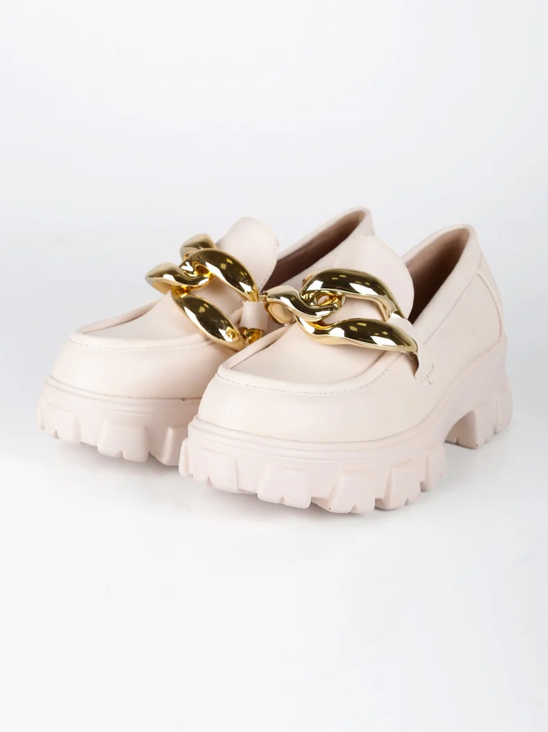 Mocassini donna con tacco platform - beige