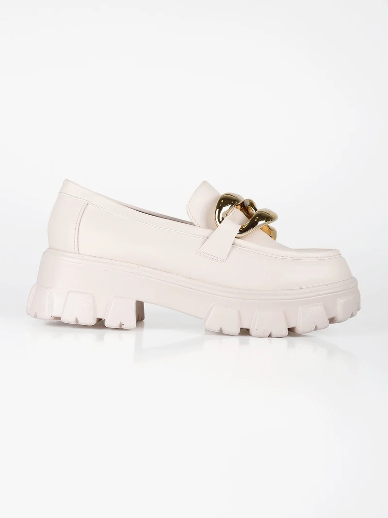 Mocassini donna con tacco platform - beige