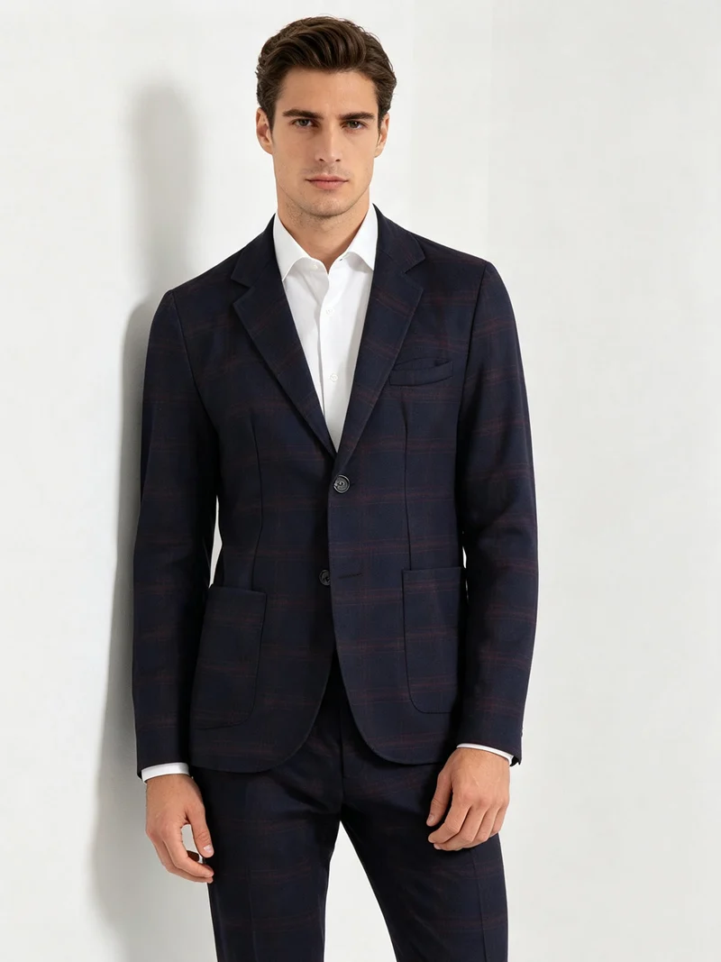 Blazer uomo a quadri - blu scuro
