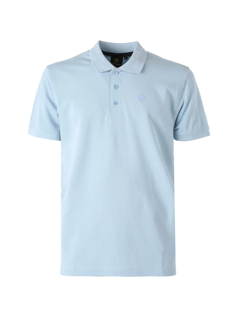 Polo da uomo in cotone a maniche corte - azzurro