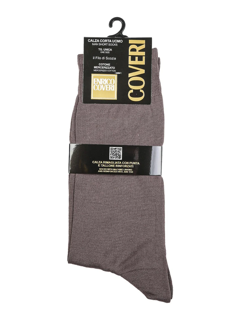 Calze corte rimagliate da uomo in filo di scozia - taupe