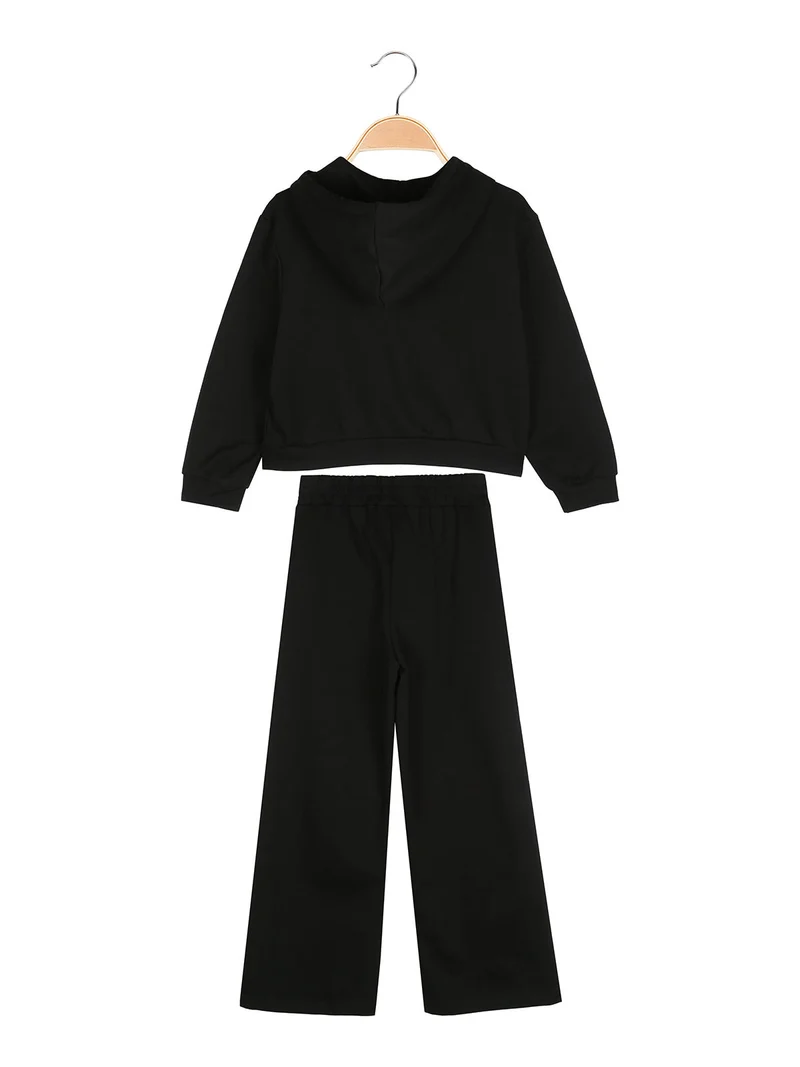 Lollitop Completo 2 pezzi da ragazza con cappuccio e pantaloni a gamba larga - nero