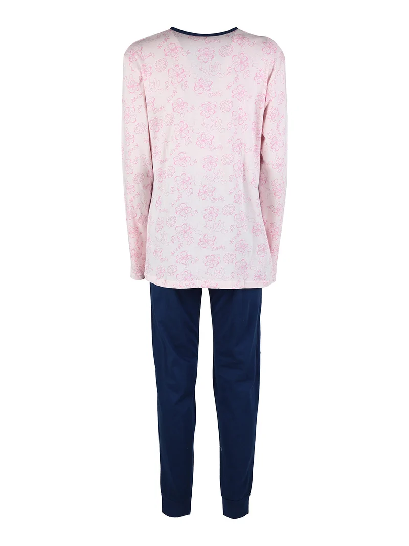 Pigiama lungo da donna in cotone - rosa