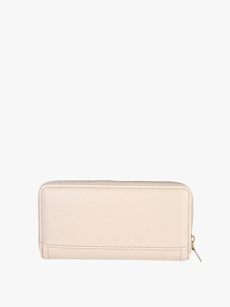 Portafoglio donna in ecopelle con zip - sabbia