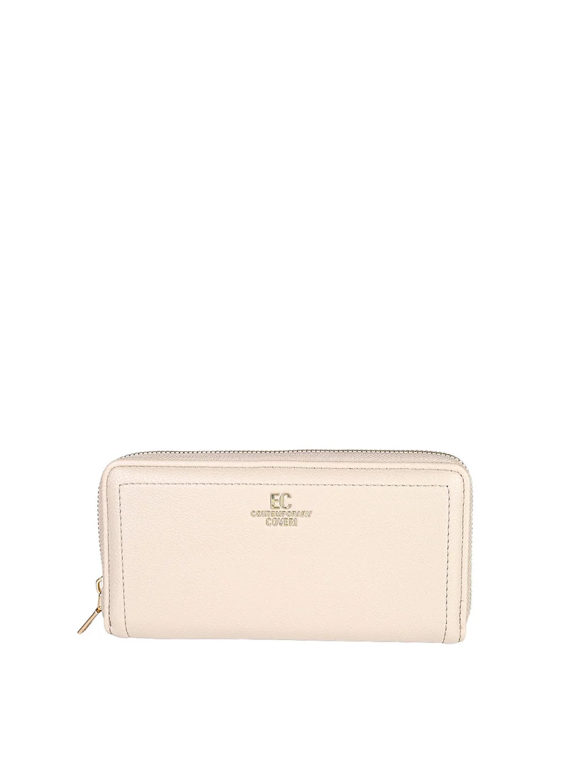 Portafoglio donna in ecopelle con zip - sabbia