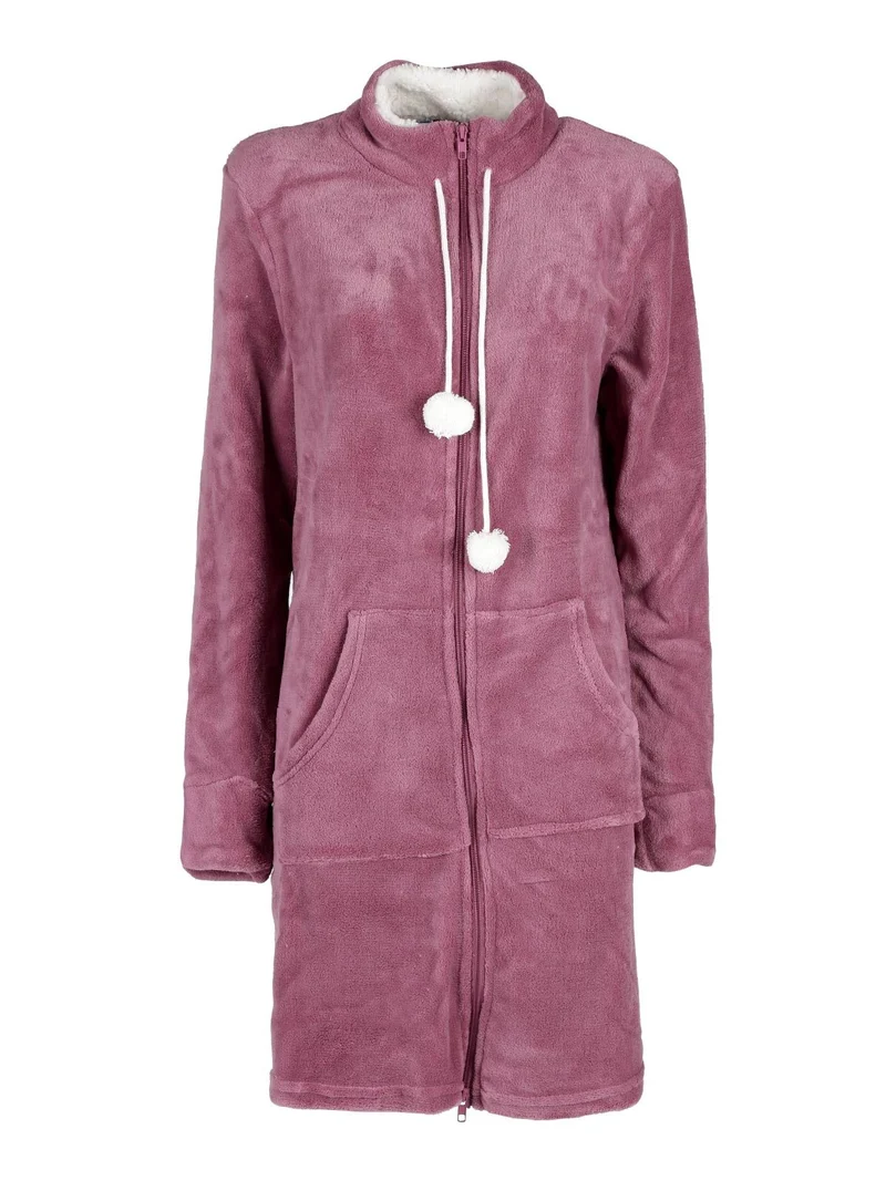 Vestaglia donna in pile con zip - lilla