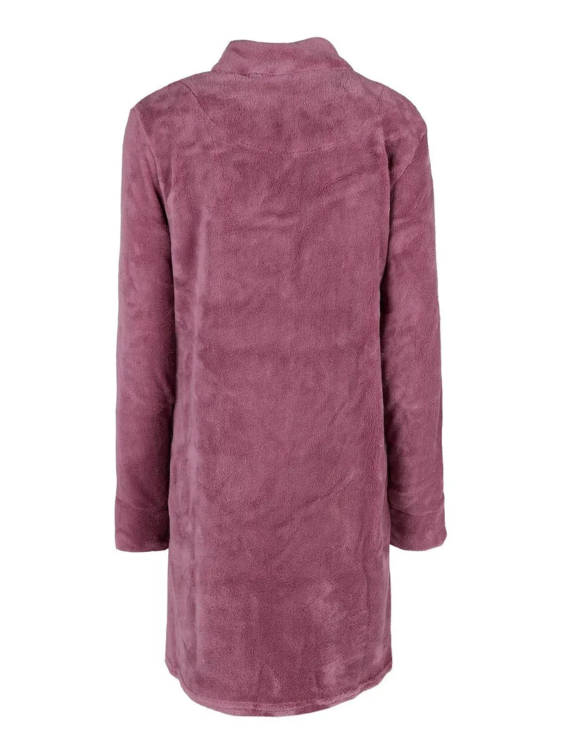 Vestaglia donna in pile con zip - lilla