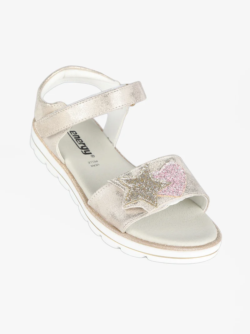Sandali da ragazza con glitter - beige