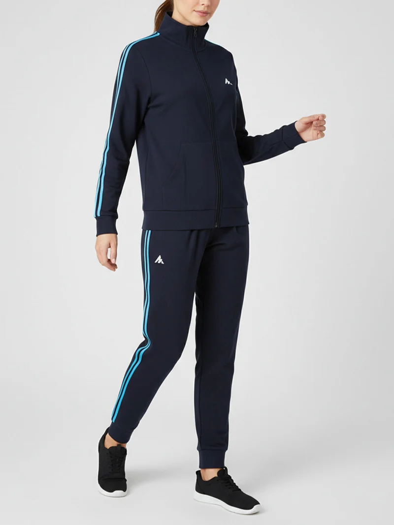 Completo tuta da donna in misto cotone full zip - blu scuro