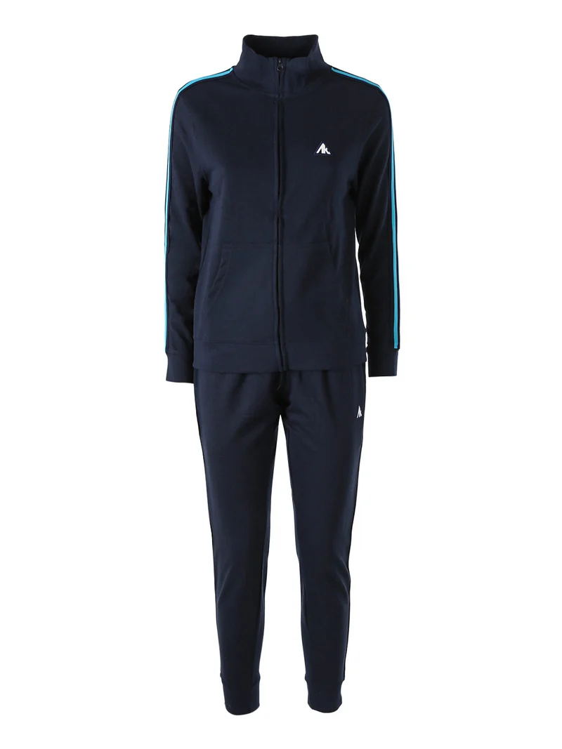 Completo tuta da donna in misto cotone full zip - blu scuro