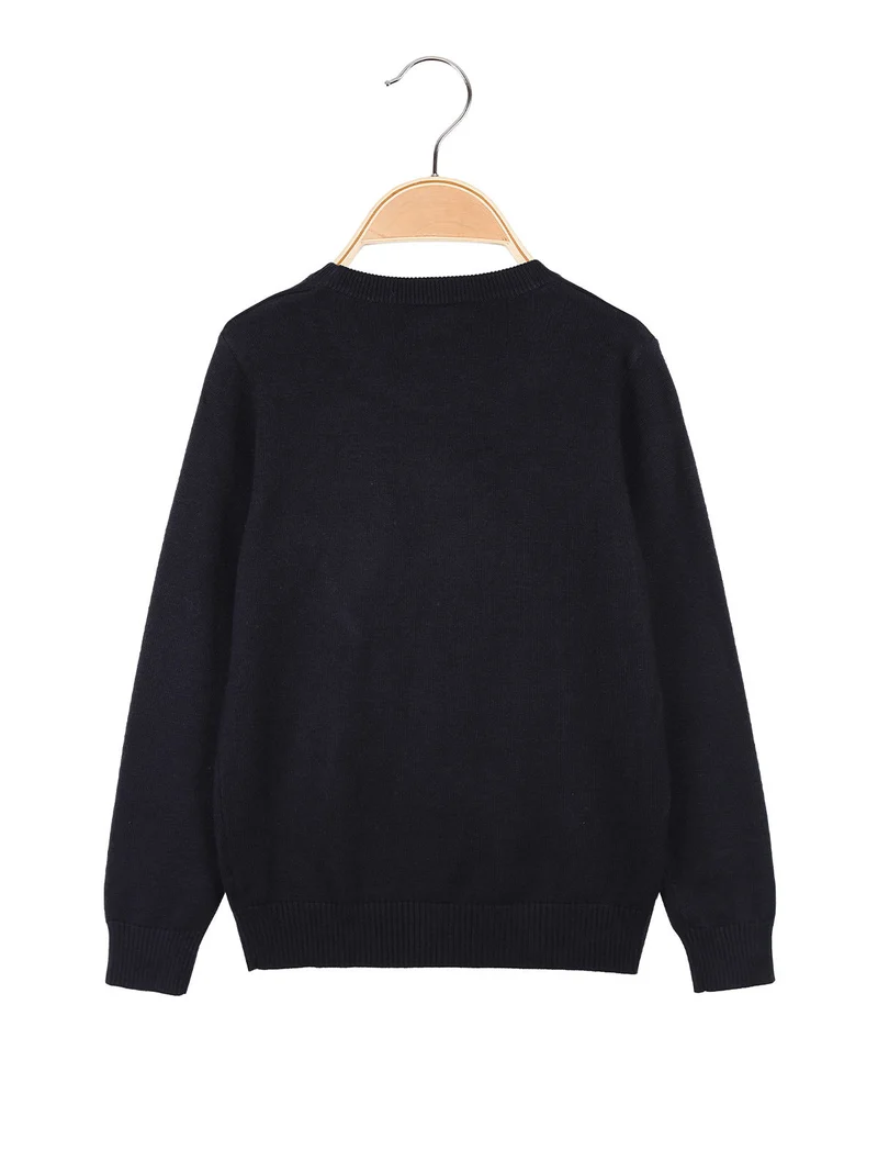 Pullover in maglia da bambino con taschino - blu scuro