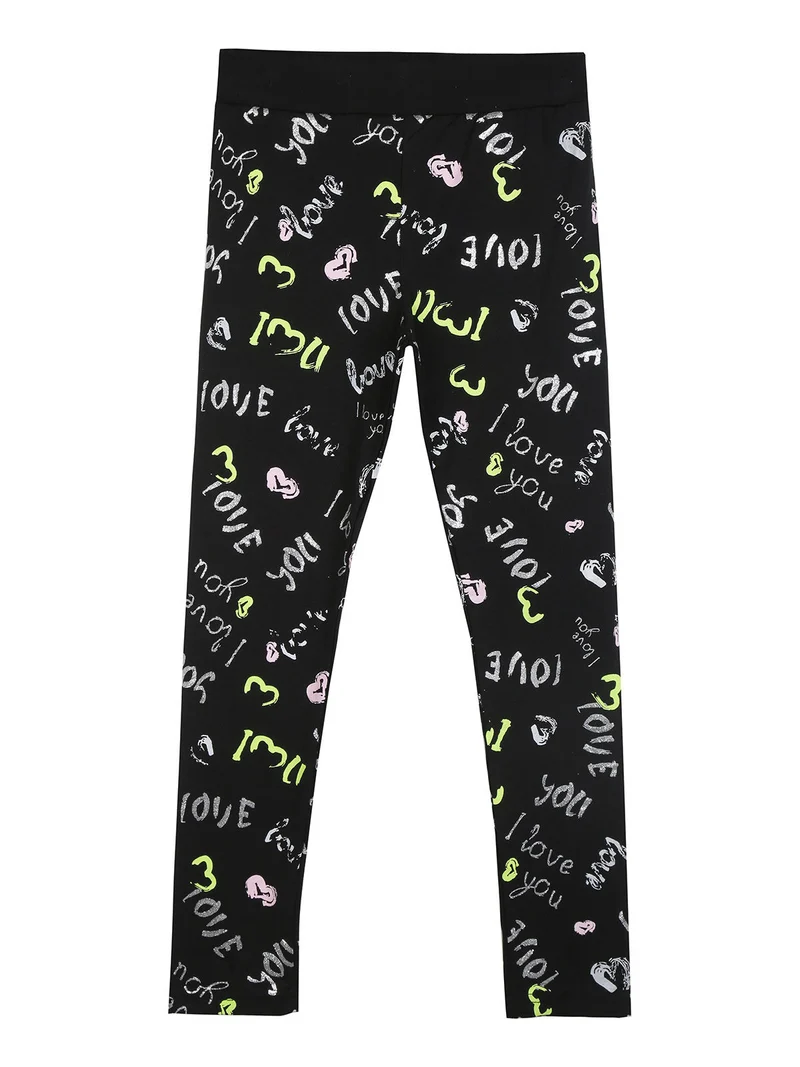 Leggings da bambina con scritte - verde
