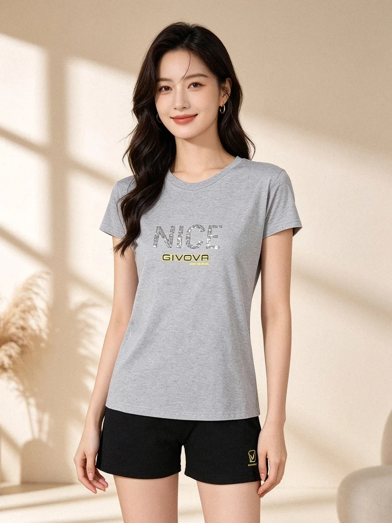 Completo corto da donna in cotone - grigio