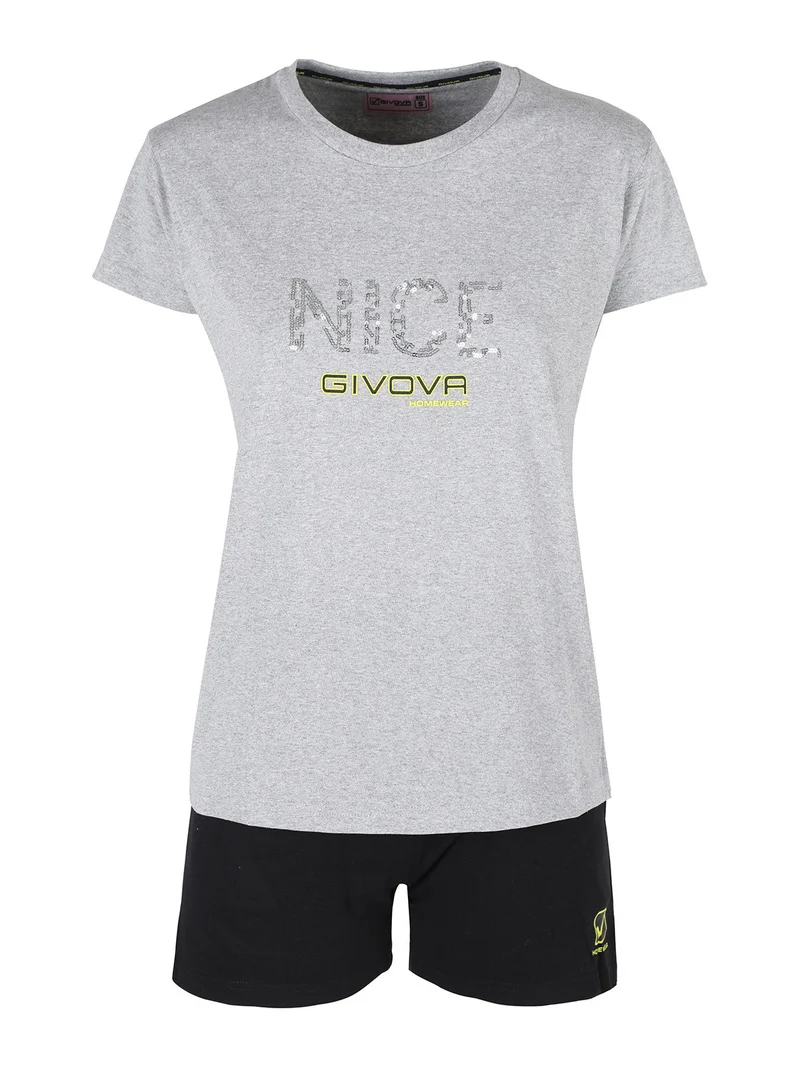 Completo corto da donna in cotone - grigio