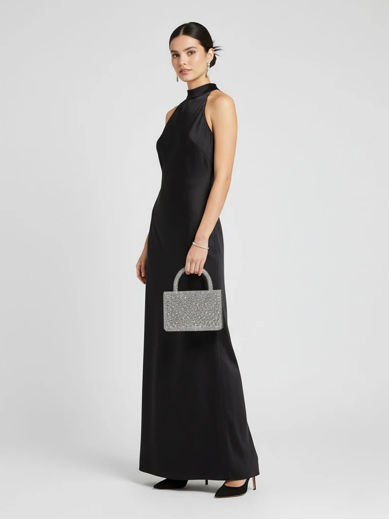 Borsa donna gioiello con strass - argento