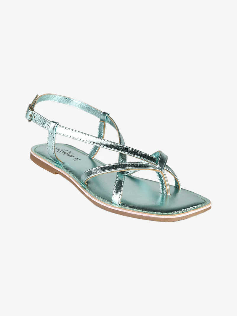 Sandali infradito donna in pelle - acqua marina