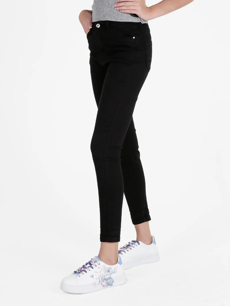Pantaloni donna skinny push up - nero