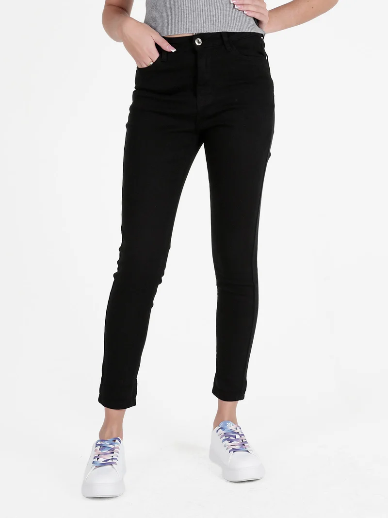 Pantaloni donna skinny push up - nero