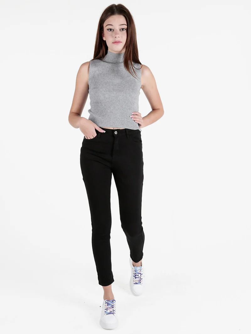 Pantaloni donna skinny push up - nero