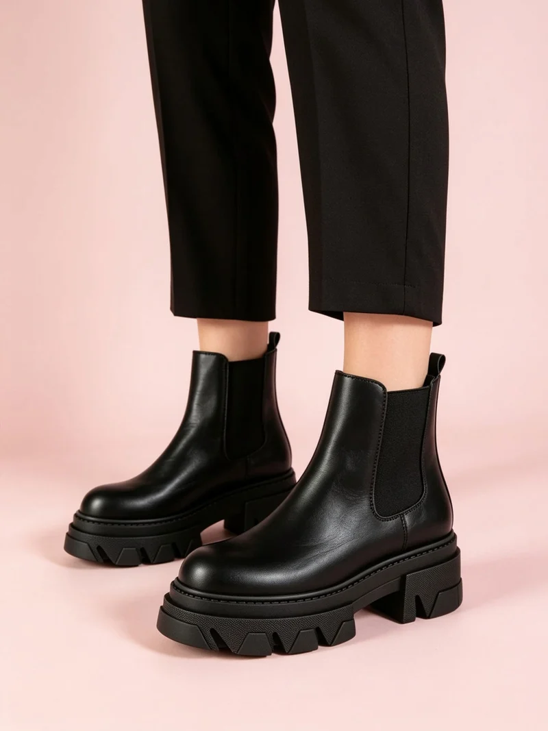Stivaletti modello chelsea in pelle da donna - nero