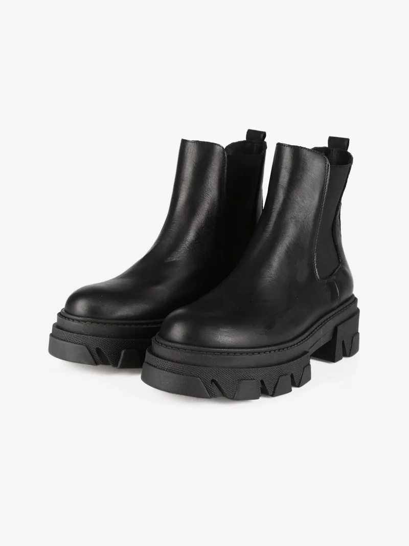 Stivaletti modello chelsea in pelle da donna - nero