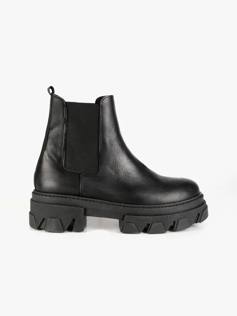 Stivaletti modello chelsea in pelle da donna - nero
