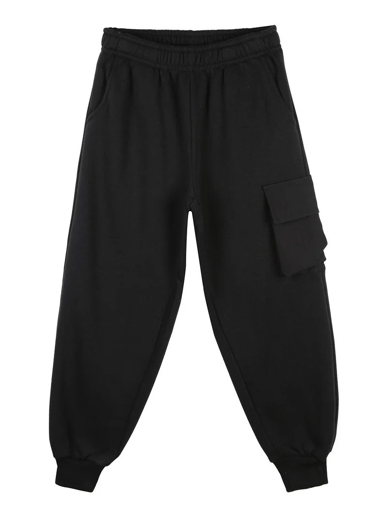 Completo tuta da bambino 2 pezzi con cappuccio e interno felpato - nero