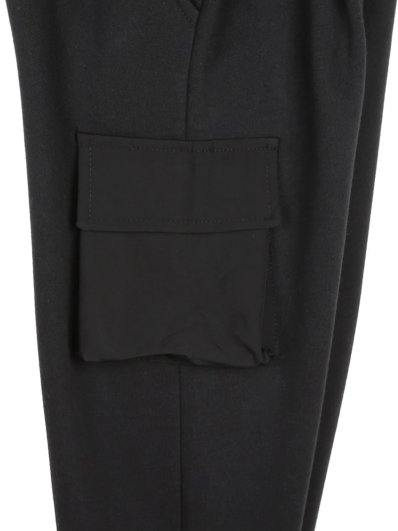 Completo tuta da bambino 2 pezzi con cappuccio e interno felpato - nero