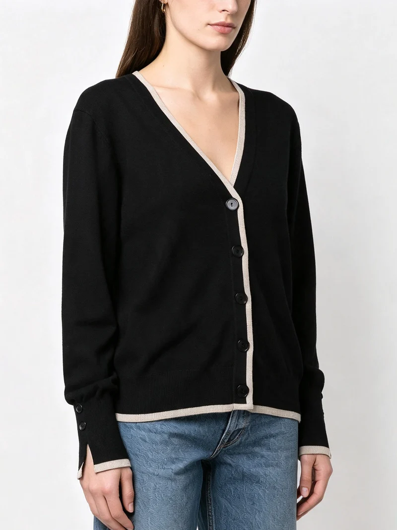 Cardigan donna in maglia con bottoni e dettagli lurex - nero