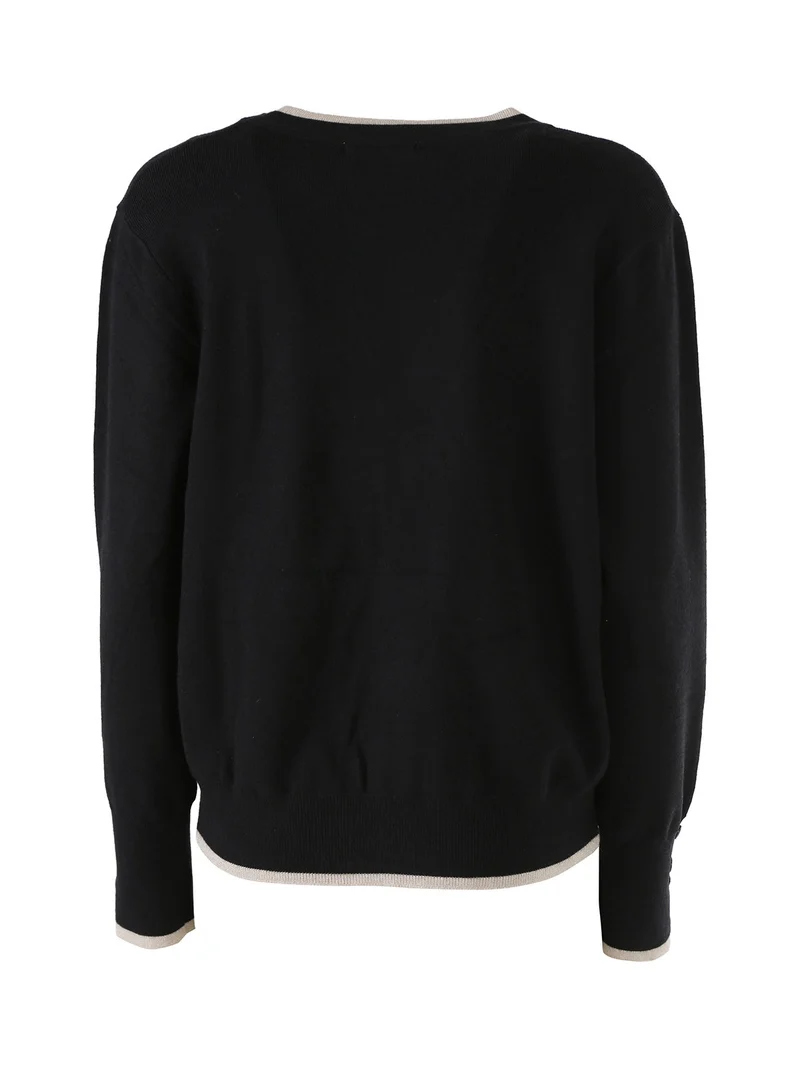 Cardigan donna in maglia con bottoni e dettagli lurex - nero
