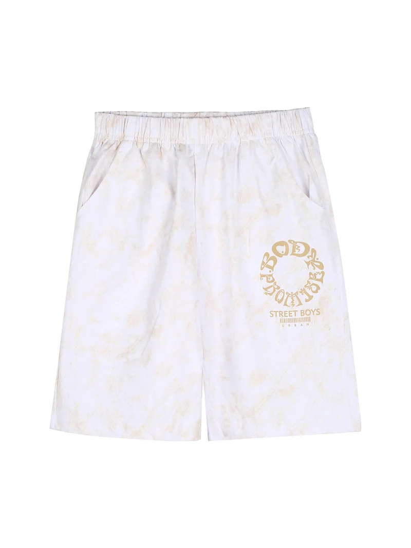 Completo corto da bambino con t-shirt e bermuda - beige