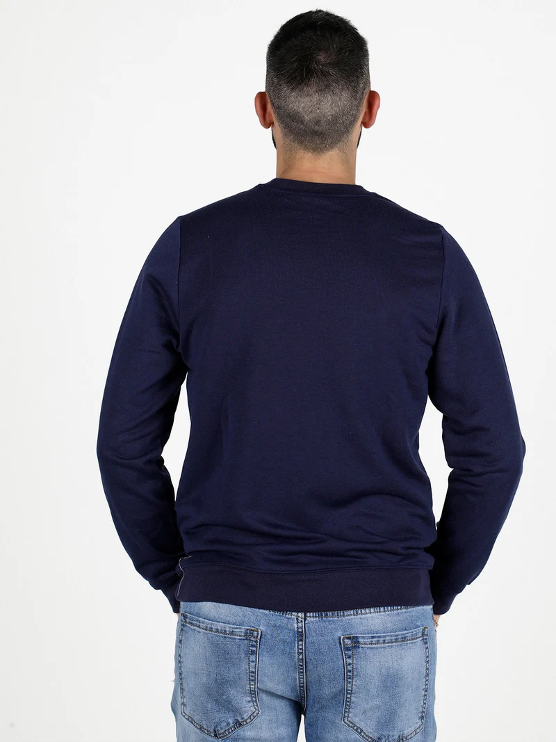 Felpa girocollo da uomo leggera - blu scuro