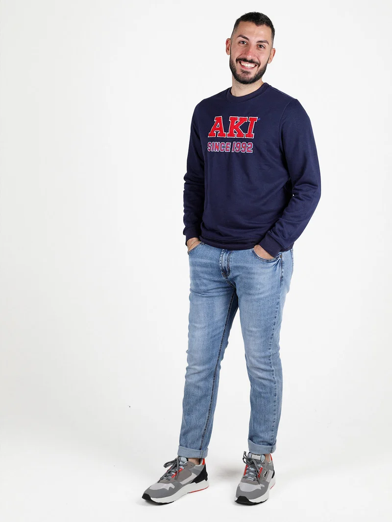 Felpa girocollo da uomo leggera - blu scuro