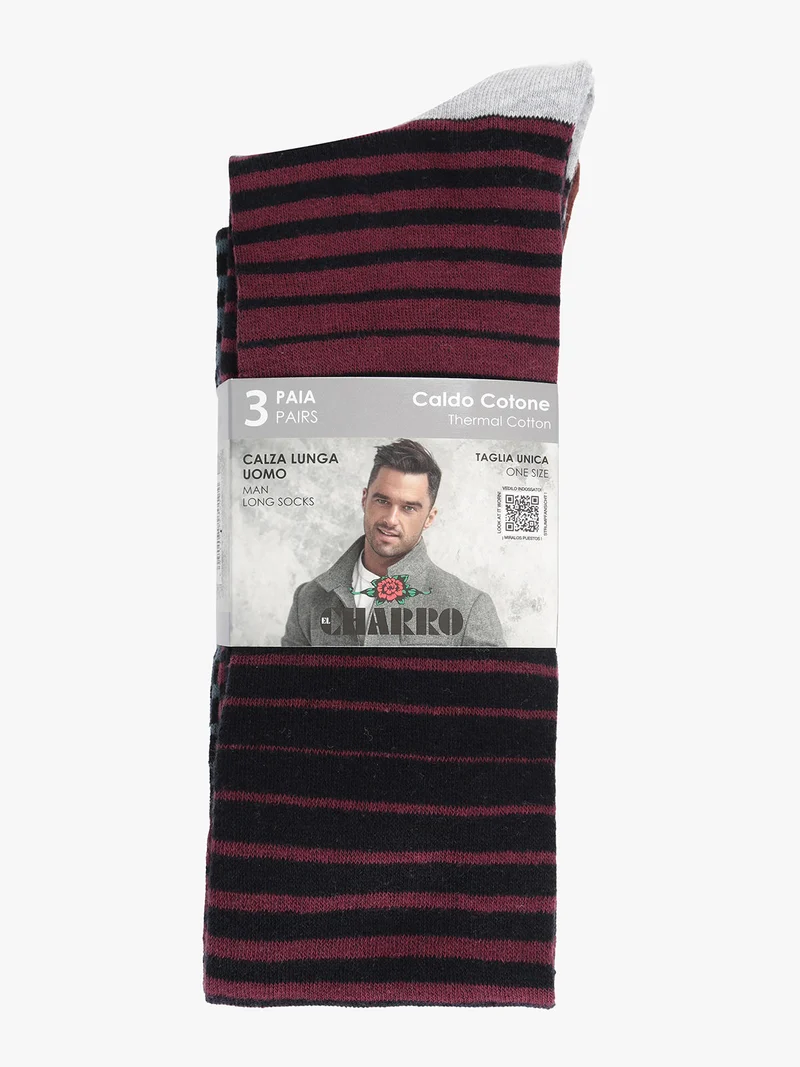 3 Paia di calze lunghe da uomo in caldo cotone - beige