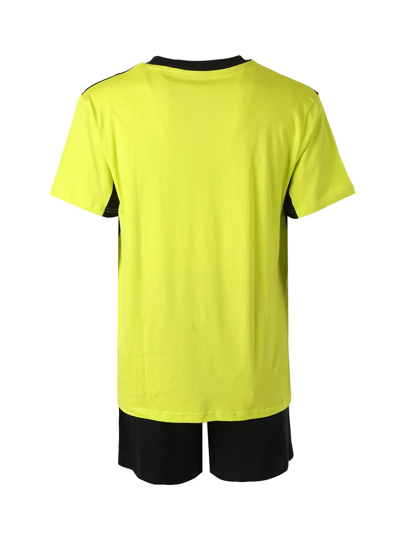 Pigiama corto da uomo in cotone con logo - limone