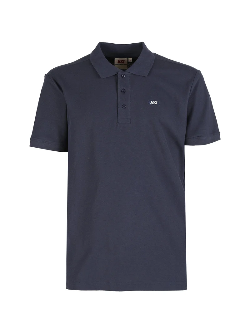 Polo da uomo in cotone a maniche corte - blu scuro