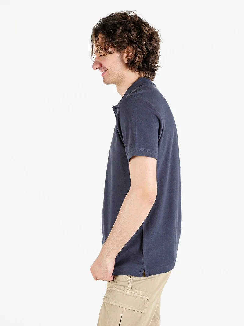 Polo da uomo in cotone a maniche corte - blu scuro