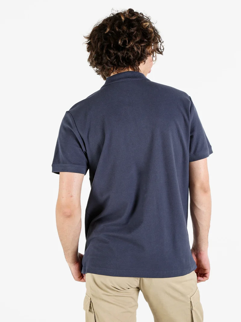 Polo da uomo in cotone a maniche corte - blu scuro