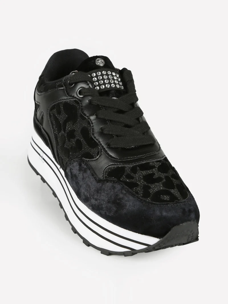 Sneakers donna con platform - nero